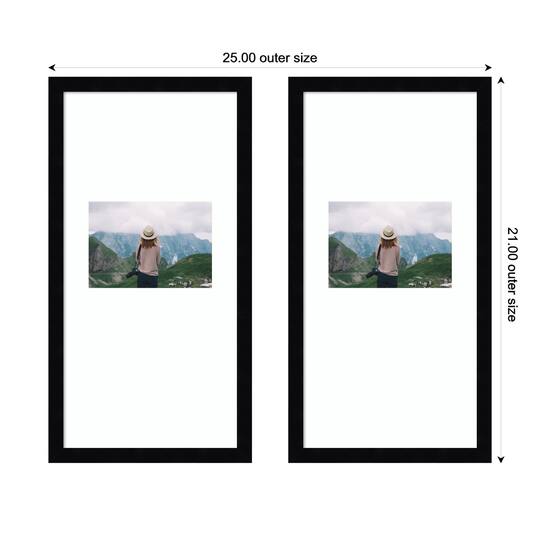 Kate and Laurel 11" x 20" Svelte Noir Black Photo Frames with 5" x 7" Mat, 2ct.